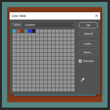 Custom color table with basic color file behind it