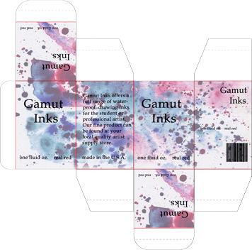 Gamut inks package design with die lines