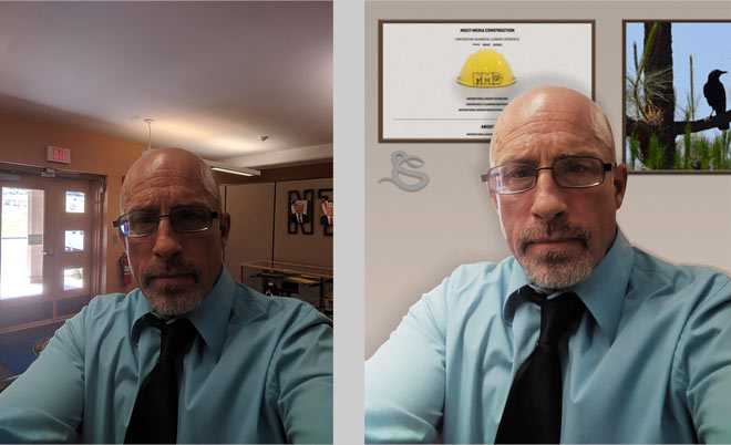 Christopher Schiotis selfie - before and after removing the background